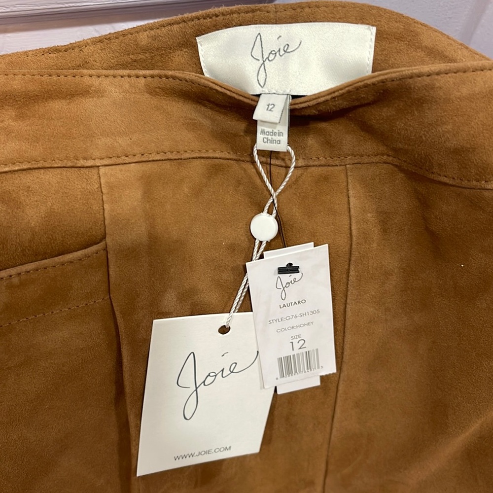 Joie Lautaro 100% Goat Leather Camel Suede Shorts accurate color in first photo